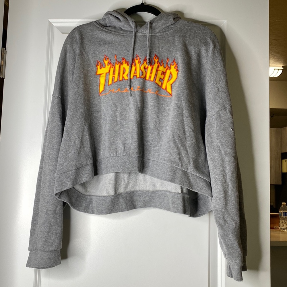 Womens thrasher cropped hoodie